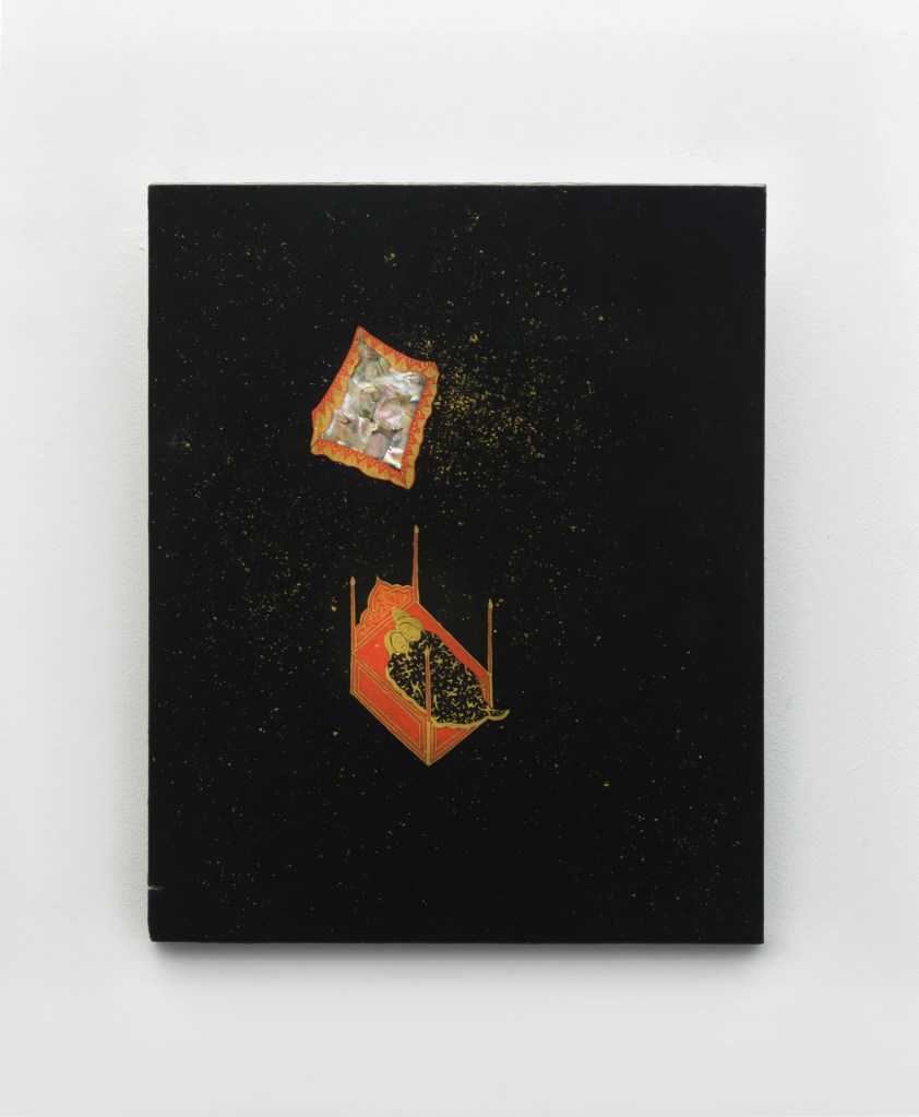 Canopy of Stars - Handmade pigments and paints, raised gold gilding, 24ct gold flecks, abalone shell on lacquer japanning - 28.3x35.3cm 2015